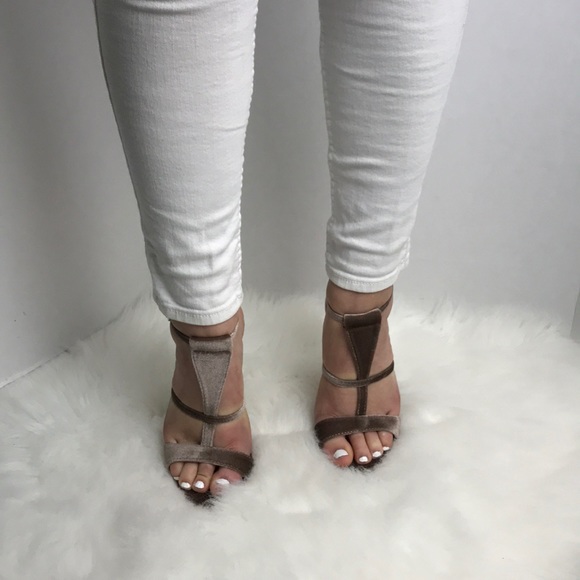 Faux Suede Taupe High Heels - Picture 2 of 8